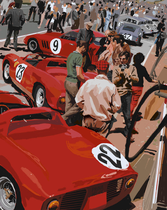 Ferrari v Porsche at Le Mans 1963 | Motorsport Art Print