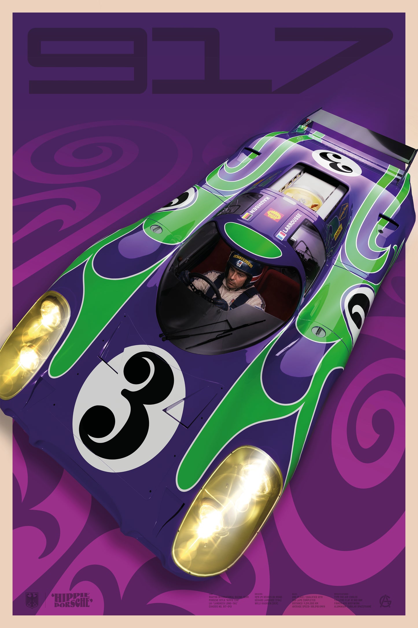 ‘Hippie Car’ | Porsche 917LH Art Print