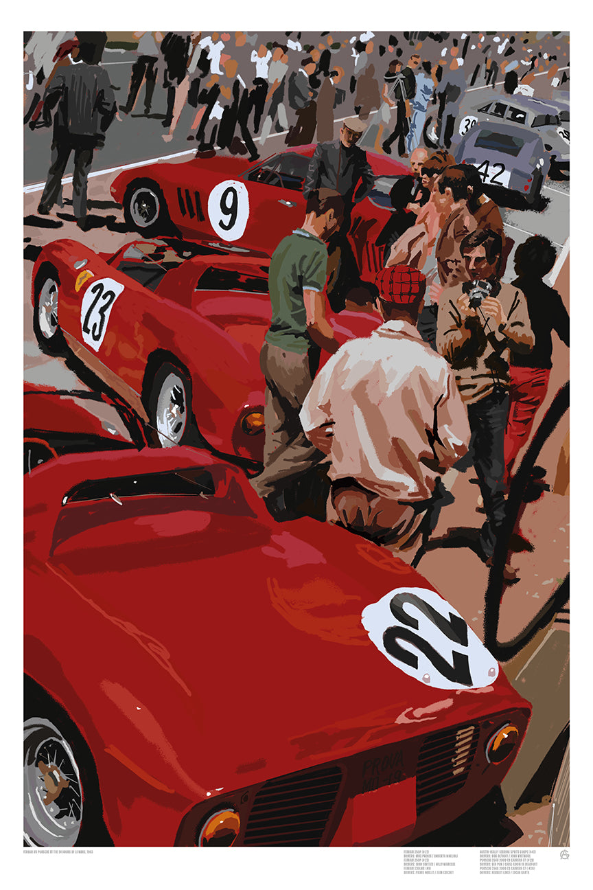 Ferrari v Porsche at Le Mans 1963 | Motorsport Art Print