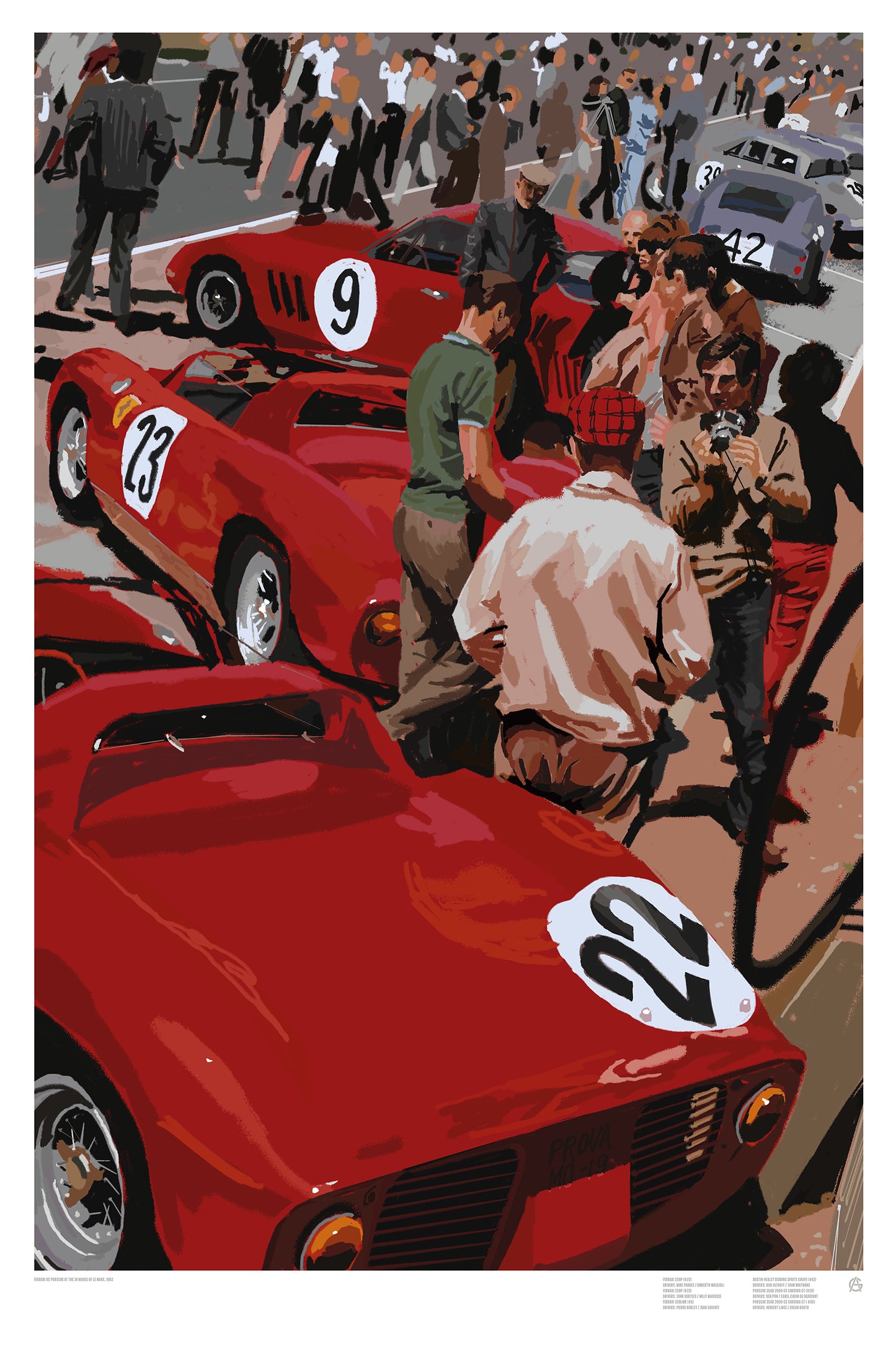 Ferrari v Porsche at Le Mans 1963 | Motorsport Art Print