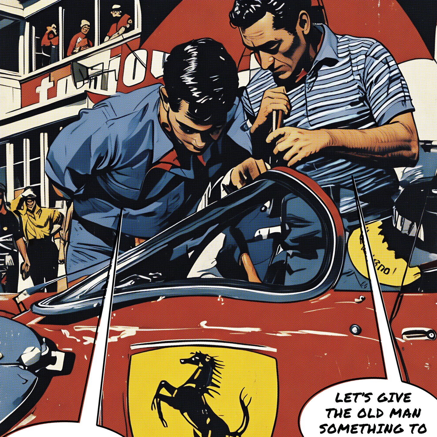 Ferrari Dino 246 SP Le Mans 1962 Comic Racing Art Print
