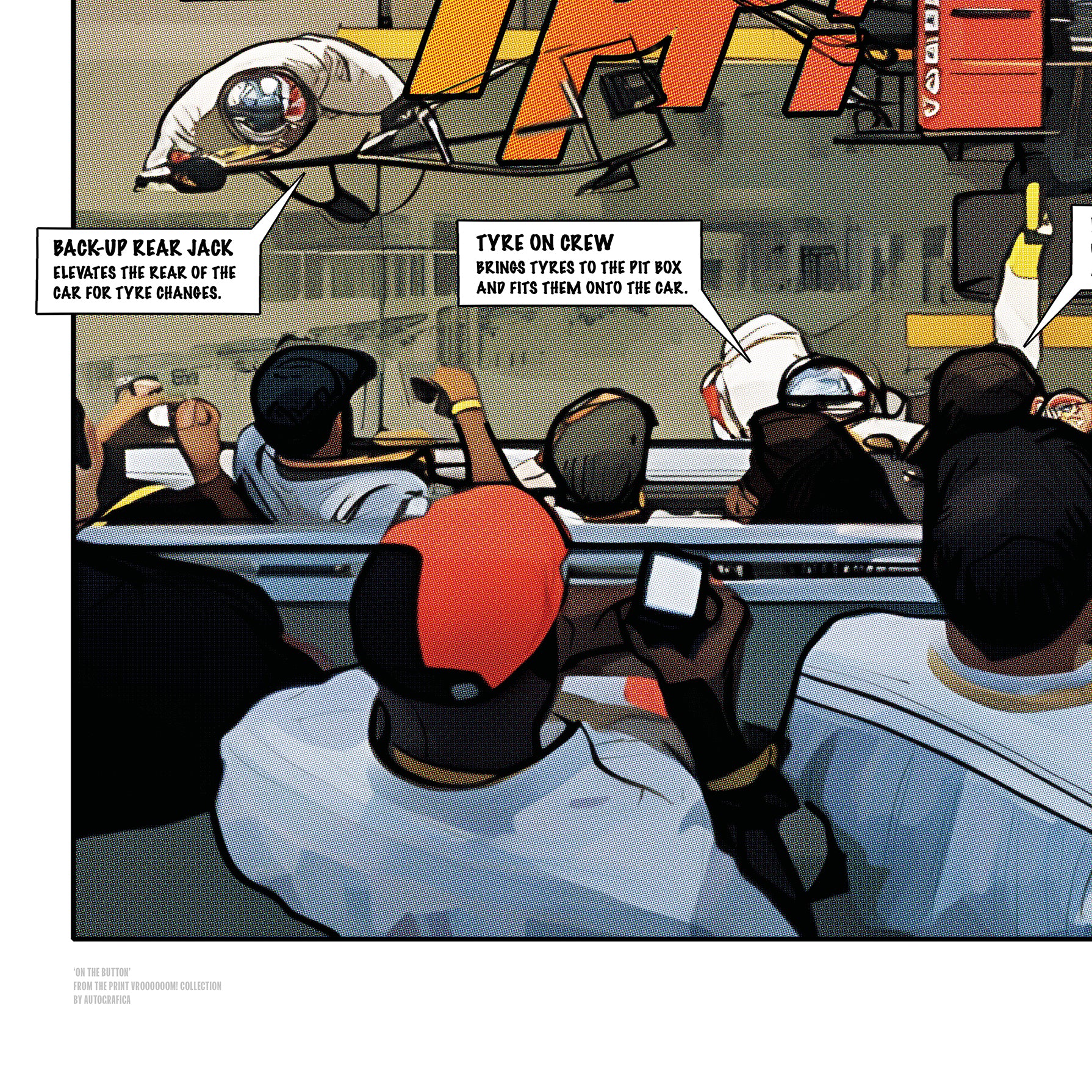 McLaren MP4-26 Abu Dhabi 2011 comic-style Formula 1 racing art print Detail Crowd
