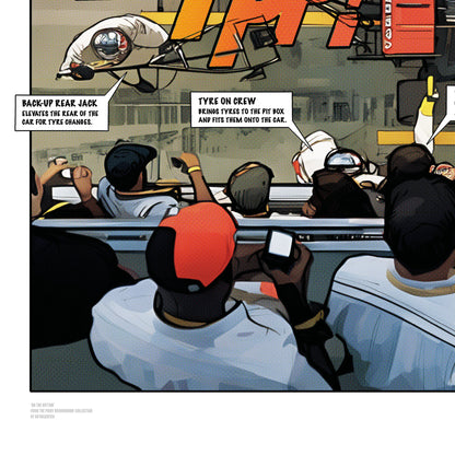 McLaren MP4-26 Abu Dhabi 2011 comic-style Formula 1 racing art print Detail Crowd
