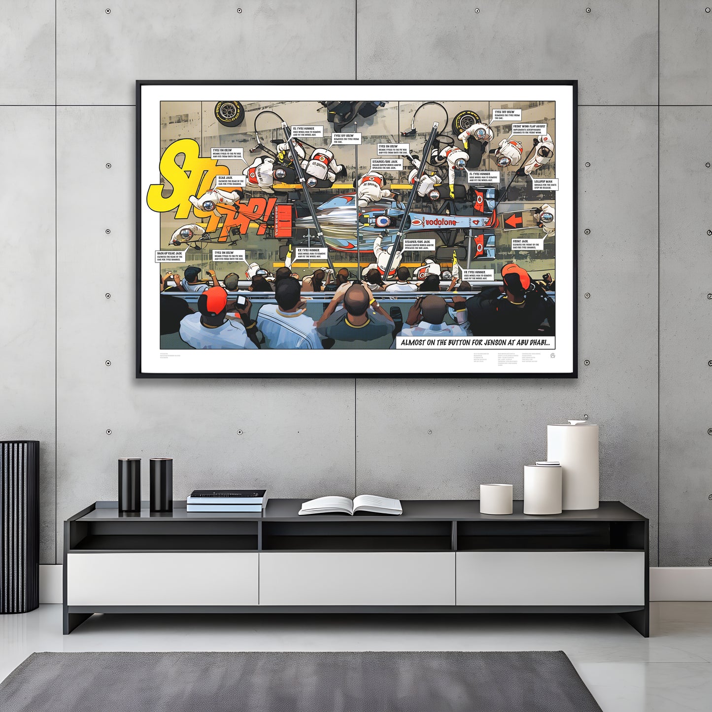 McLaren MP4-26 Abu Dhabi 2011 comic-style Formula 1 racing art print
