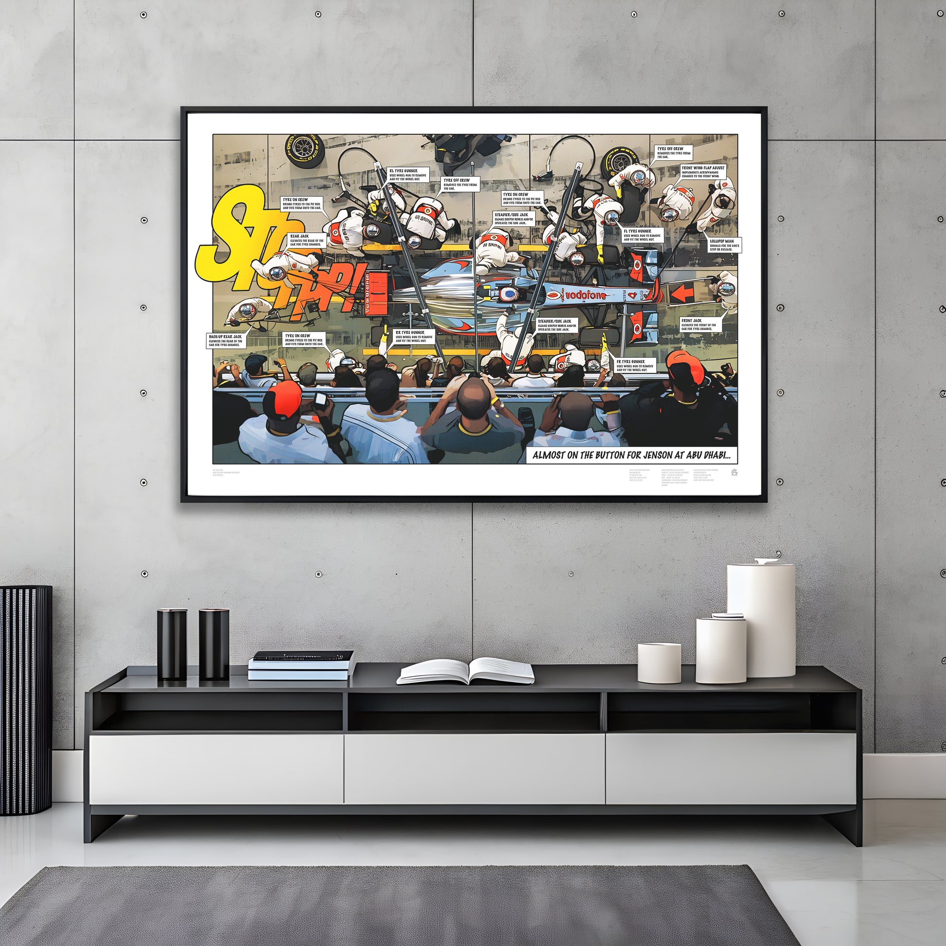 McLaren MP4-26 Abu Dhabi 2011 comic-style Formula 1 racing art print
