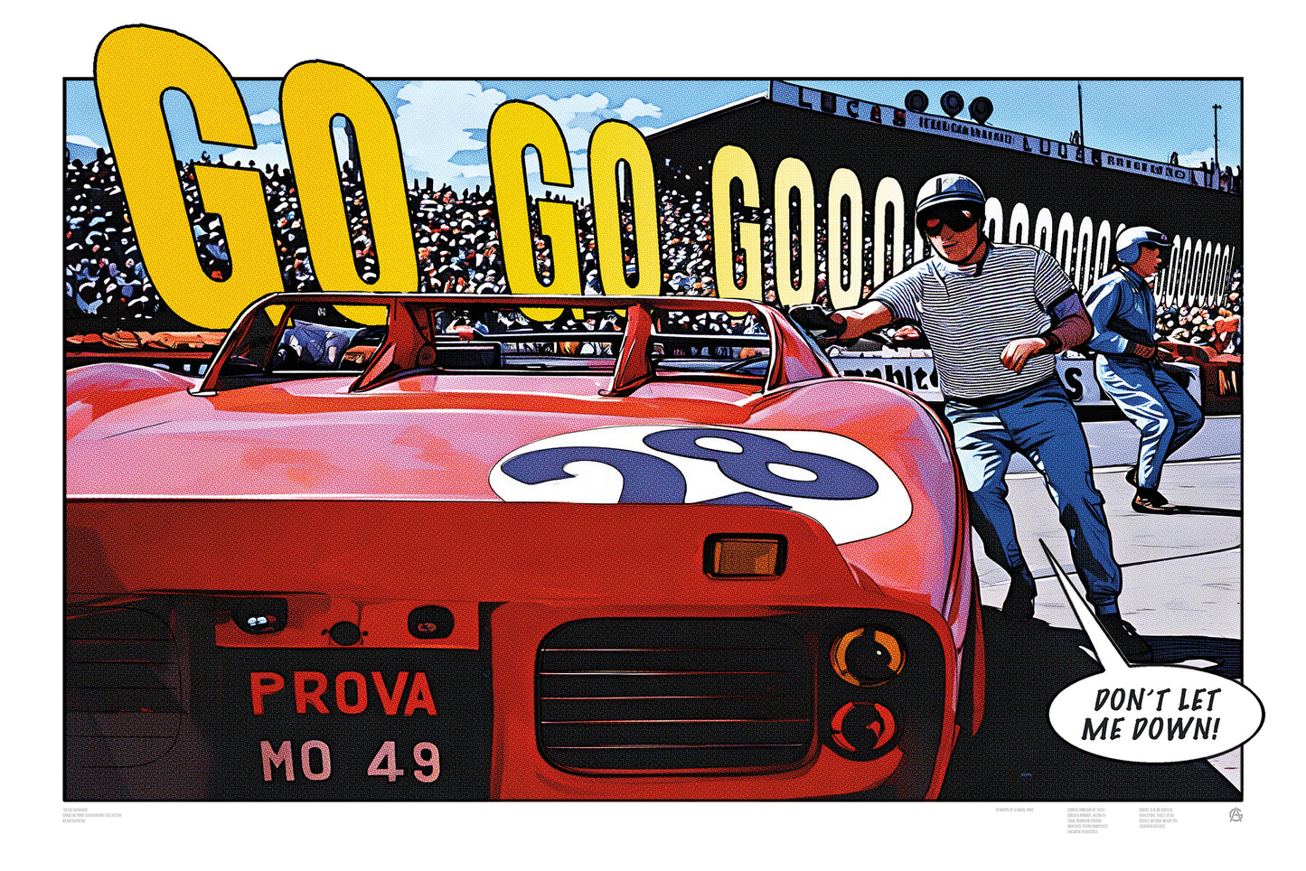 Art Print Ferrari Dino 246 SP Le Mans 1962 comic-style racing art print