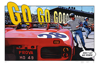 Art Print Ferrari Dino 246 SP Le Mans 1962 comic-style racing art print