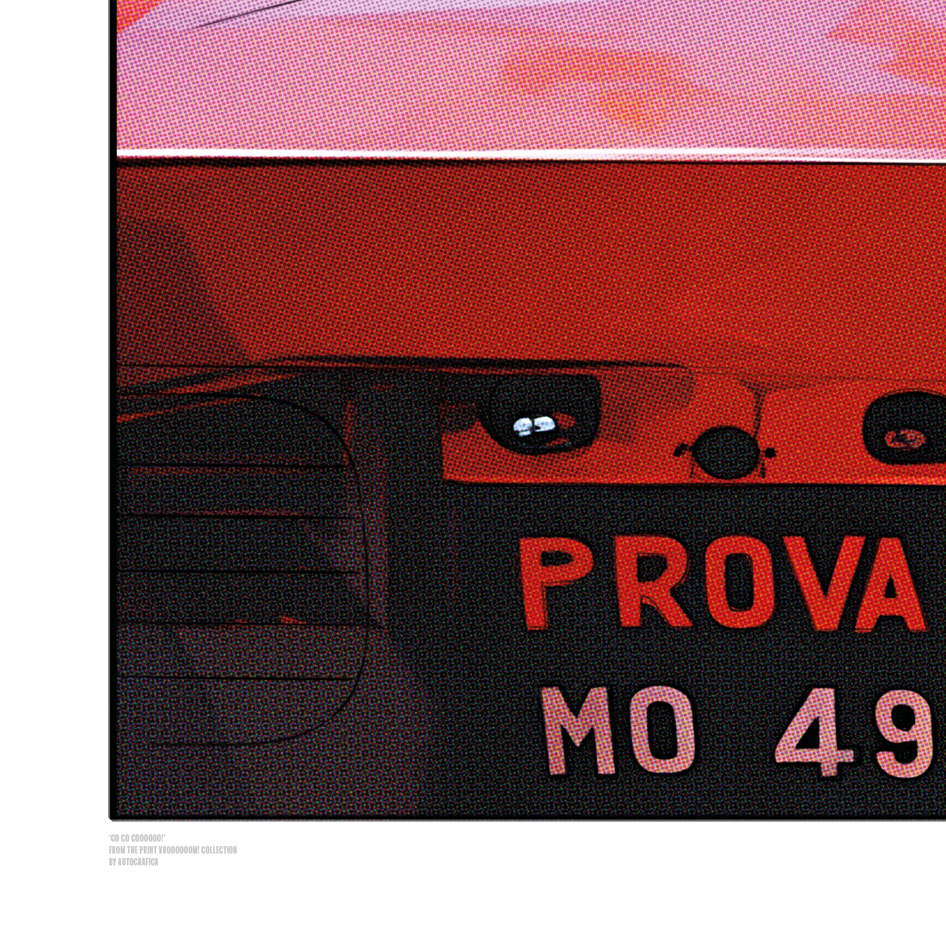 Detail Prova MO49 Ferrari Dino 246 SP Le Mans 1962 comic-style racing art print
