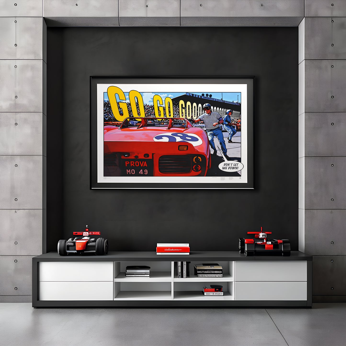 Wall Art Ferrari Dino 246 SP Le Mans 1962 comic-style racing art print
