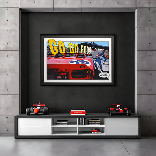 Wall Art Ferrari Dino 246 SP Le Mans 1962 comic-style racing art print
